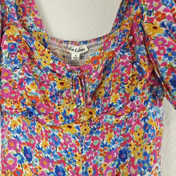 For Love & Lemons Sasha Mini Dress Blue Dizzy Floral Puff Sleeves Size Small - Picture 8 of 16